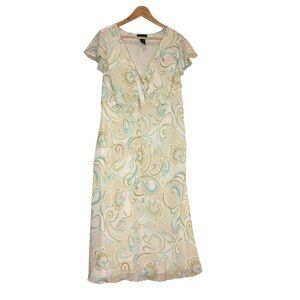 Lane Bryant Y2K Dress Midi Paisley Flutter Sleeve Size 18